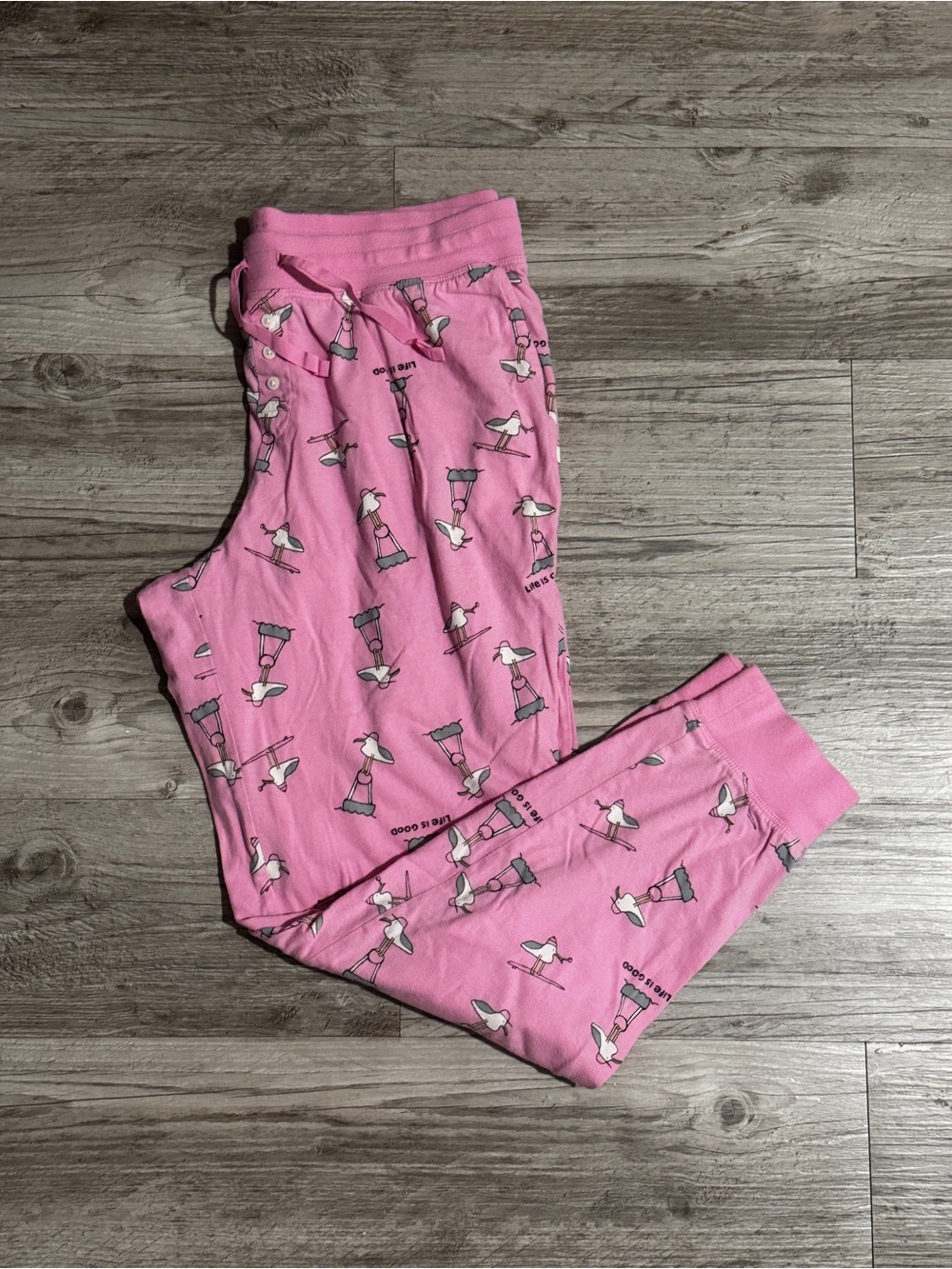 Life Is Good Pink Seagull Print Pajama Pants